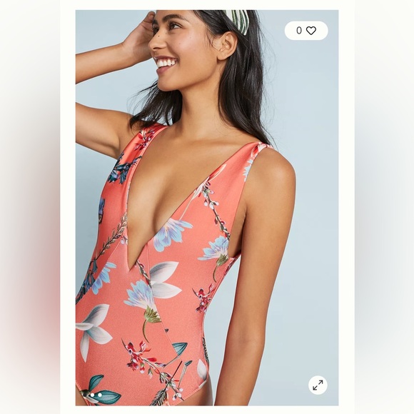 NWT Anthropologie Salinas Floral One-Piece Swimsuit Size Medium - Picture 2 of 13
